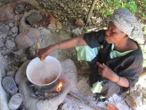 Dada's Baobab chutney cooking on clay stove